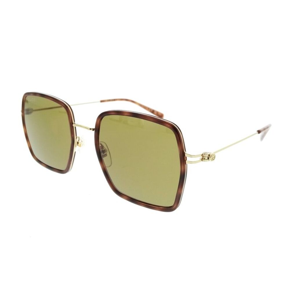 Gucci GG1848S-002 Havana Square Slim Metal Womens Sunglasses
